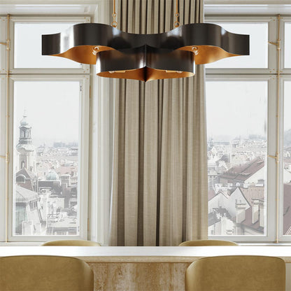 Grand Lotus Linear Pendant Light in dining room.