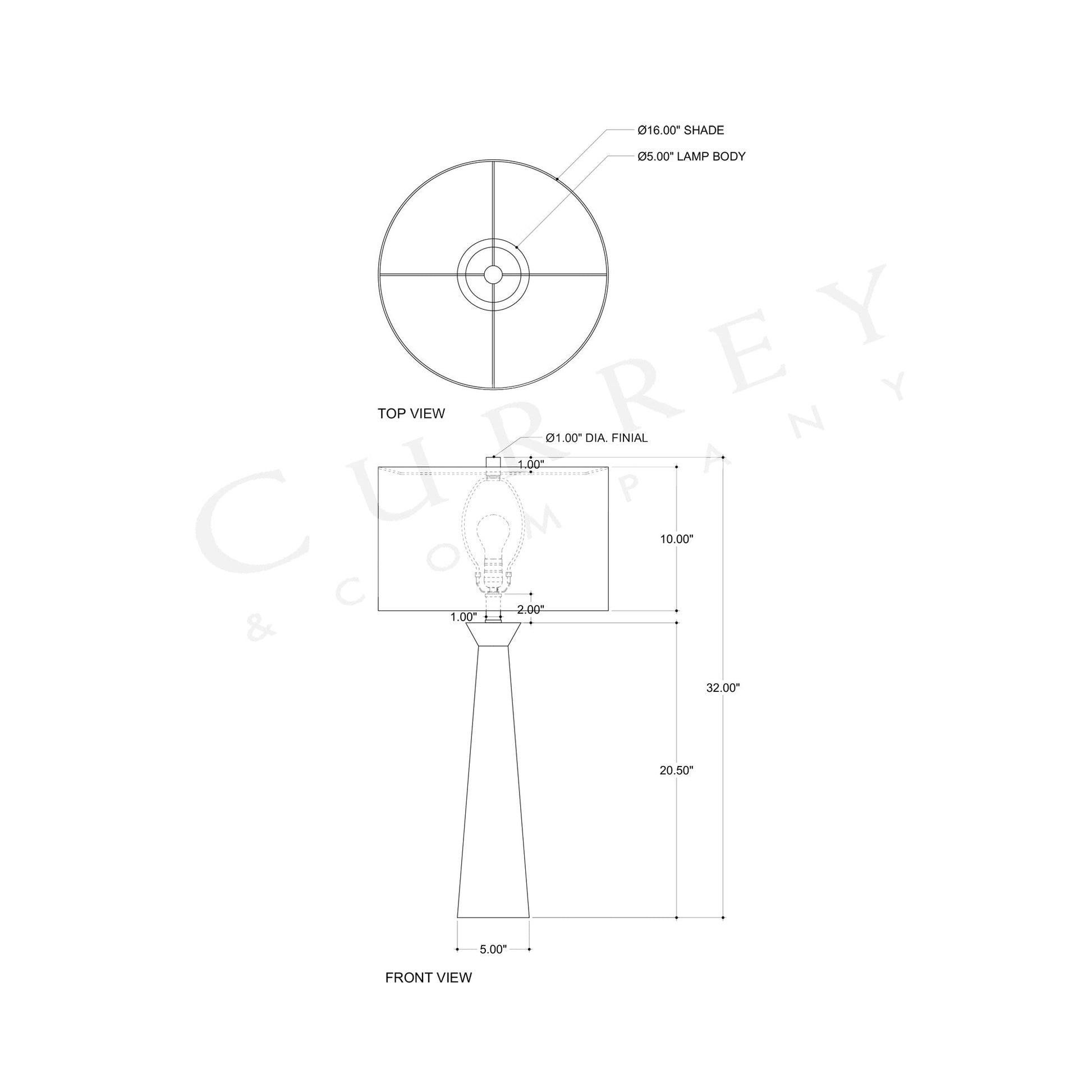 Grassington Table Lamp - line drawing.