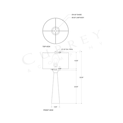 Grassington Table Lamp - line drawing.