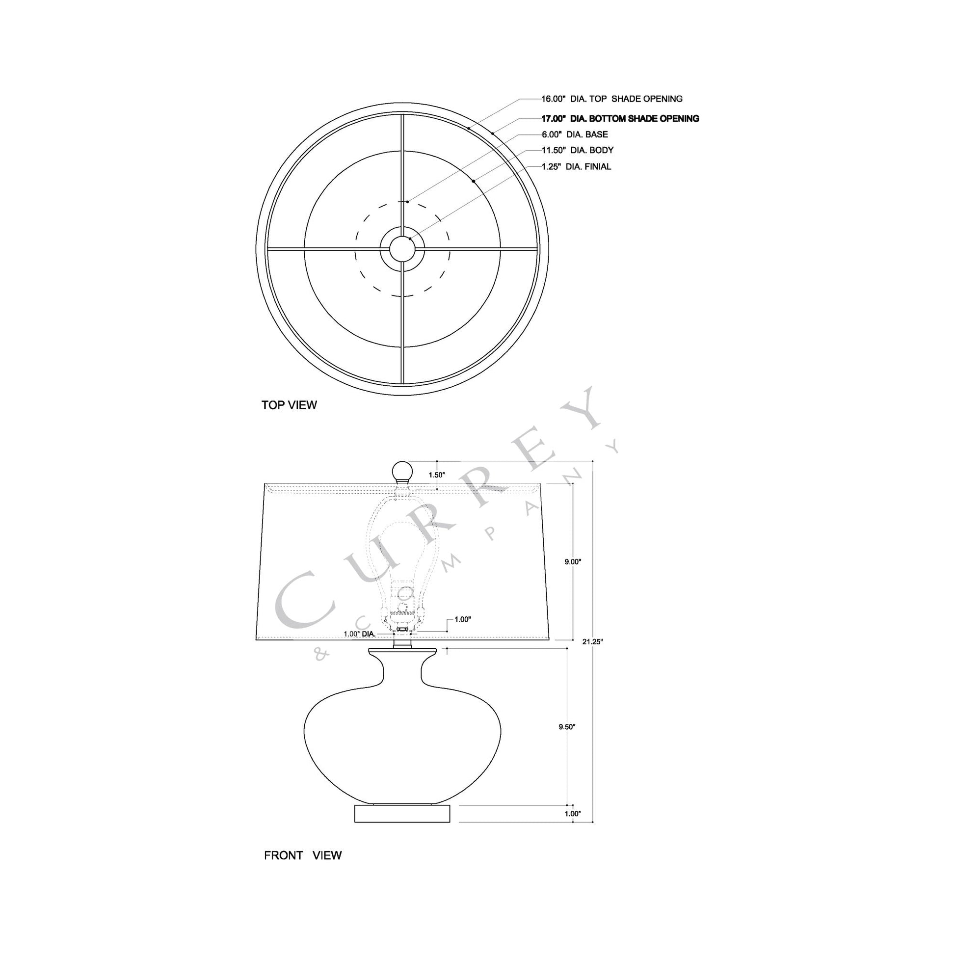 Greenlea Table Lamp - line drawing.