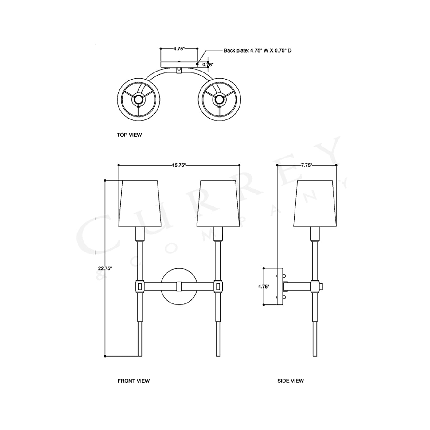 Grigsby Wall Light - line drawing.