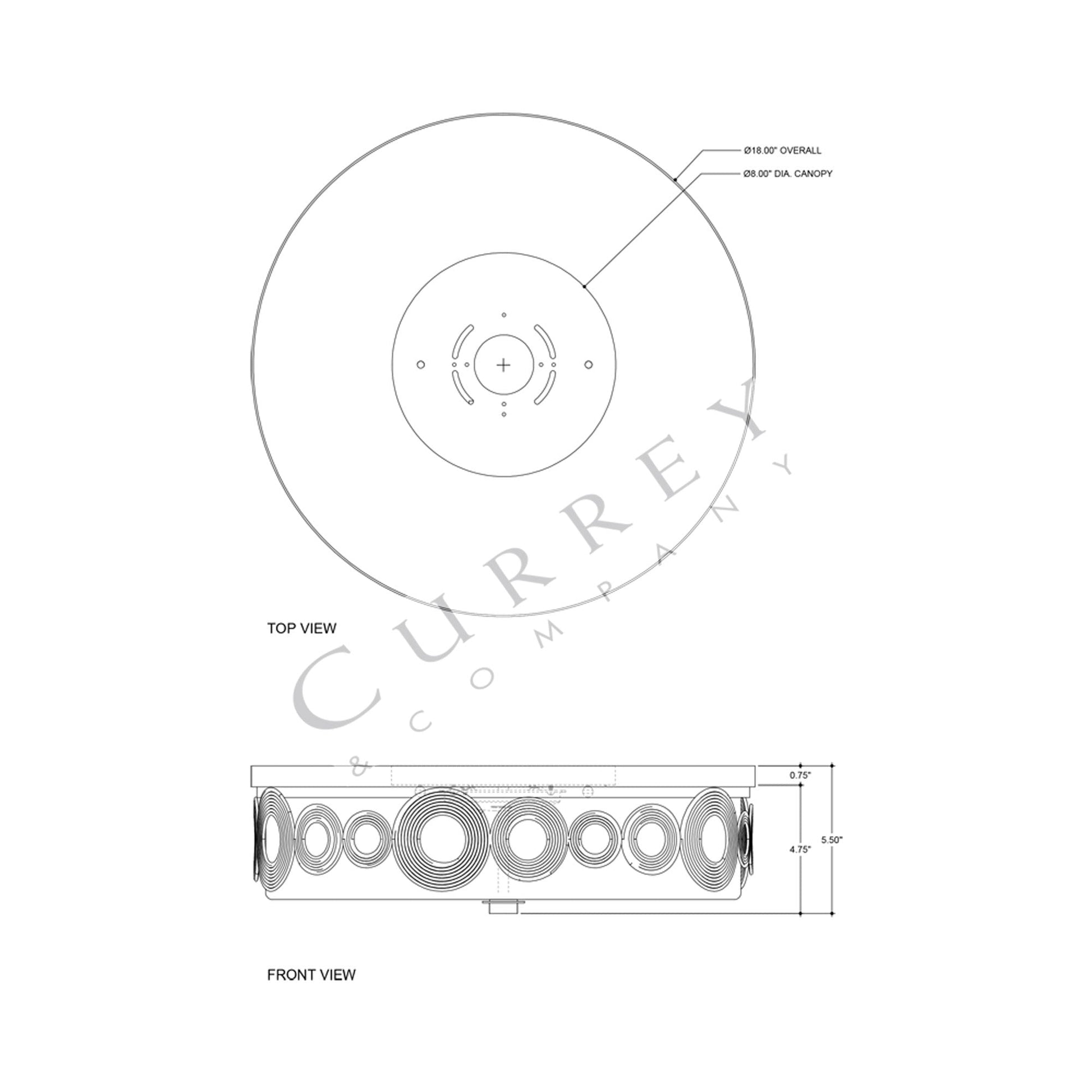 Gyges LED Flush Mount Ceiling Light - line drawing.