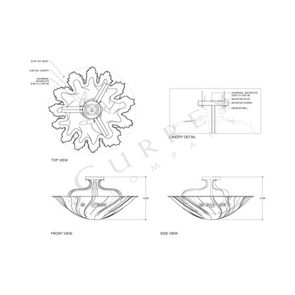 Hadley Semi Flush Mount Ceiling Light - line drawing.