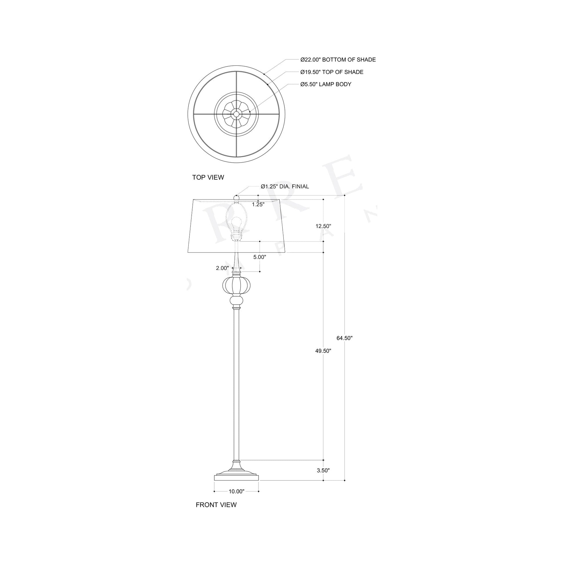 Haines Floor Lamp - line drawing.