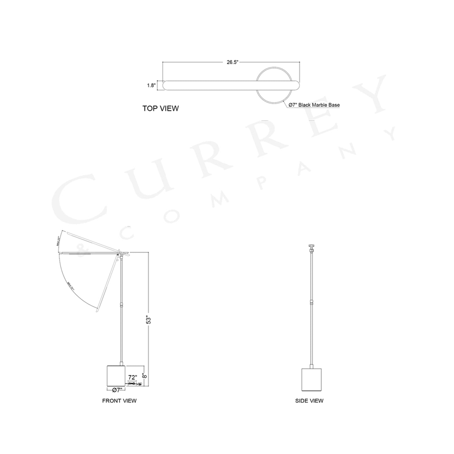Hanford LED Floor Lamp - line drawing.