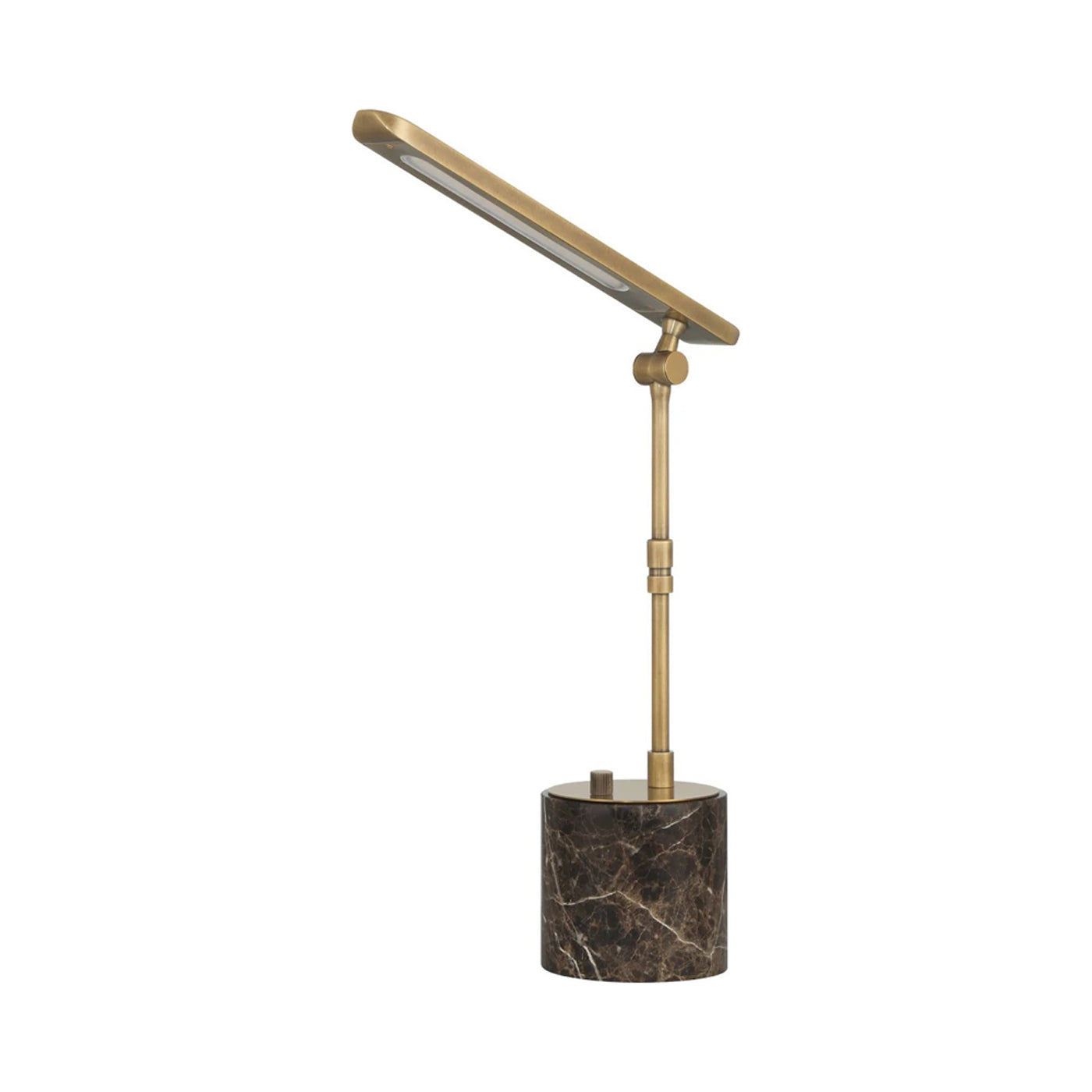 Hanford LED Table Lamp in Polished Antique Brass/Brown.