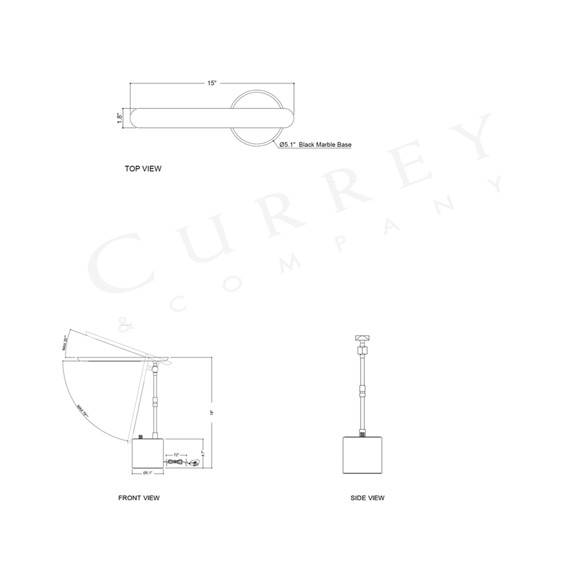 Hanford LED Table Lamp - line drawing.
