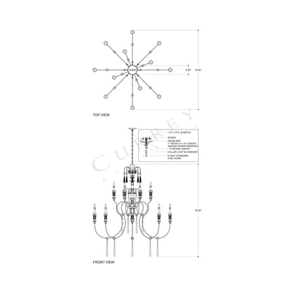 Hannah Chandelier - line drawing.