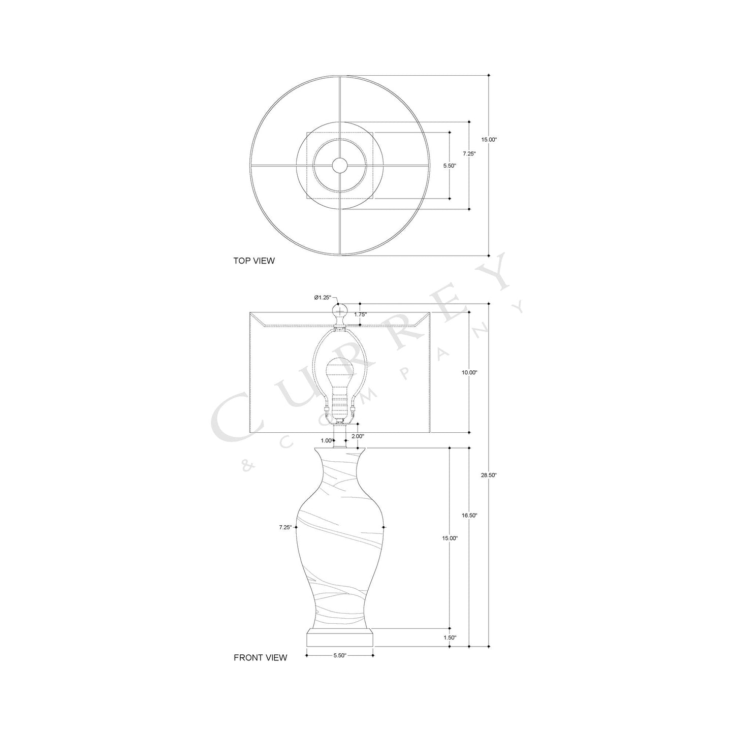 Hanni Table Lamp - line drawing.