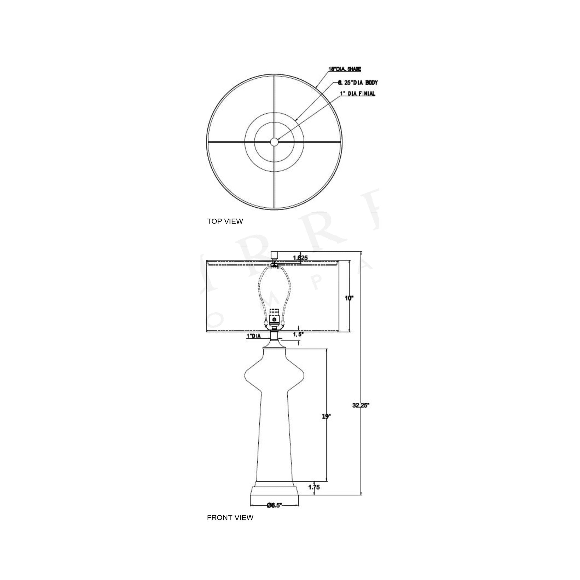 Henrietta Table Lamp - line drawing.