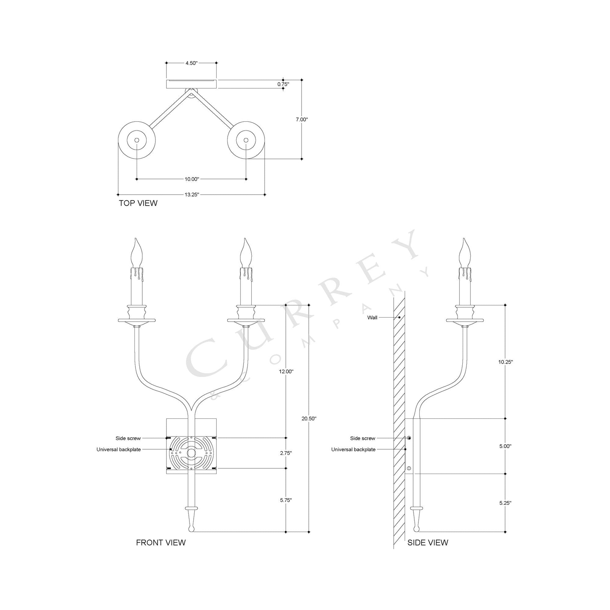 Highlight Wall Light - line drawing.