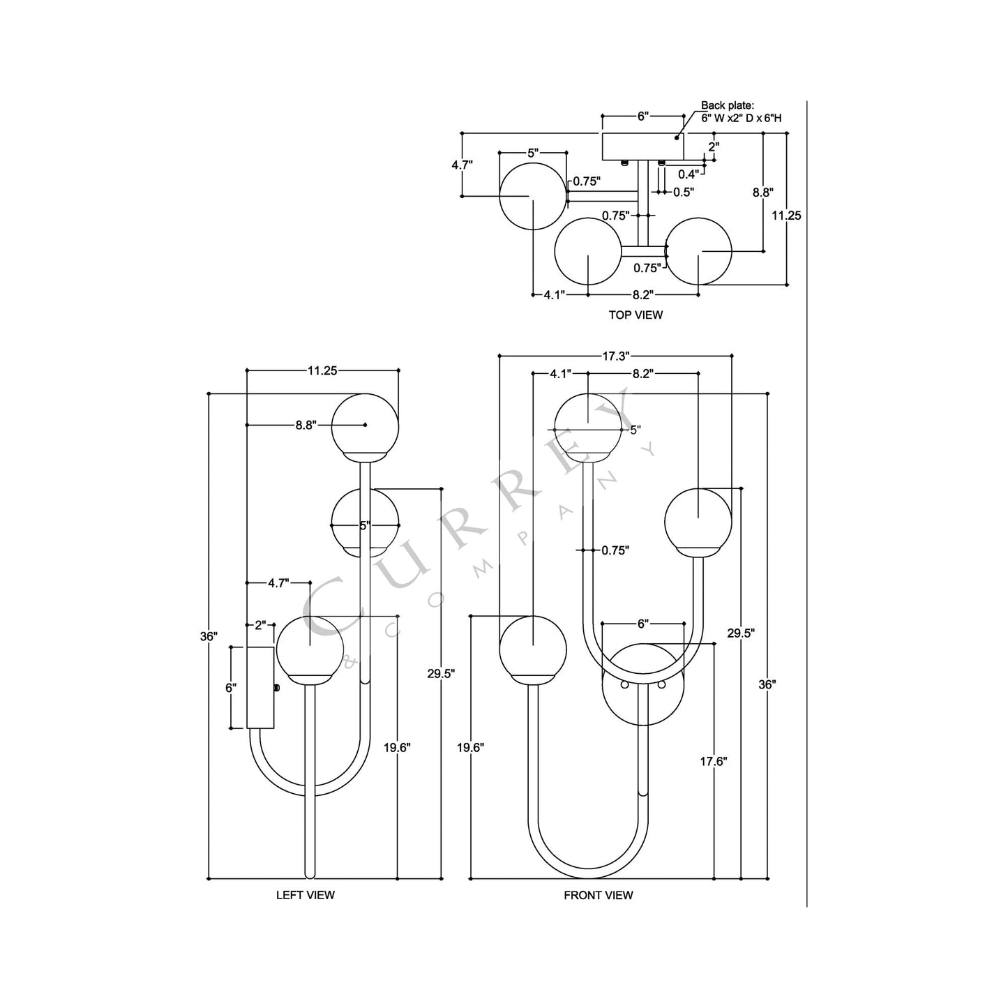 Highsmith Wall Light - line drawing.