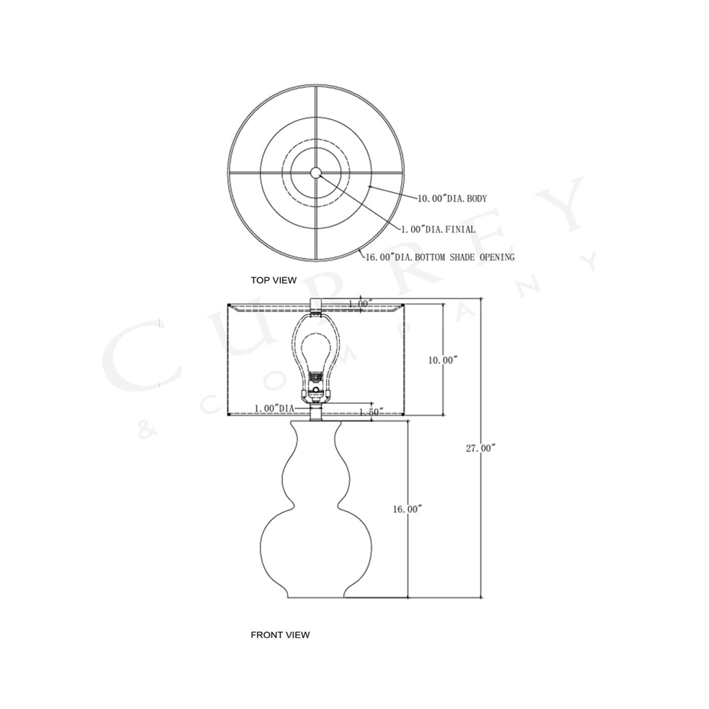 Honorine Table Lamp - line drawing.