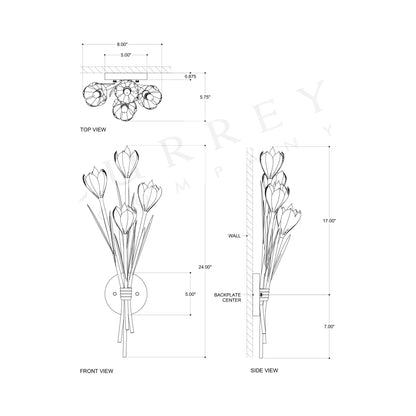 Hortensia Wall Light - line drawing.