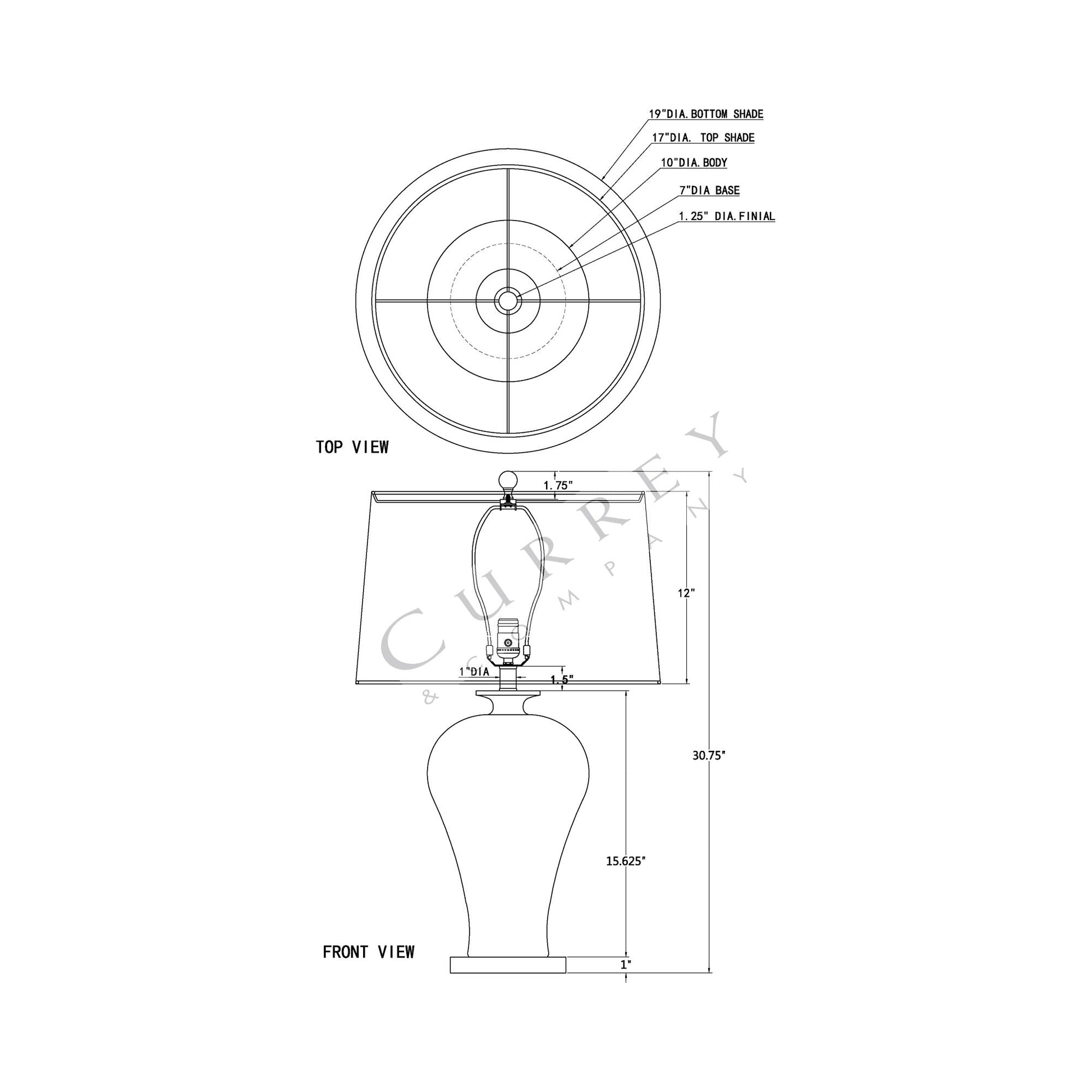 Imperial Table Lamp - line drawing.