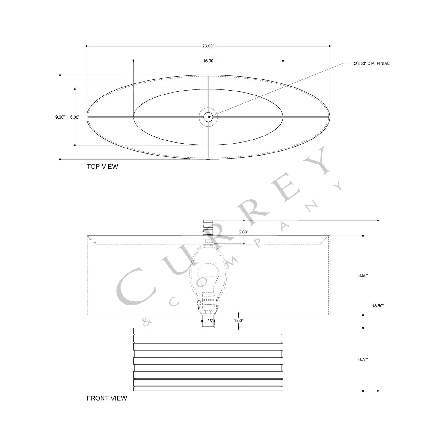 Innkeeper Oval Table Lamp - line drawing.