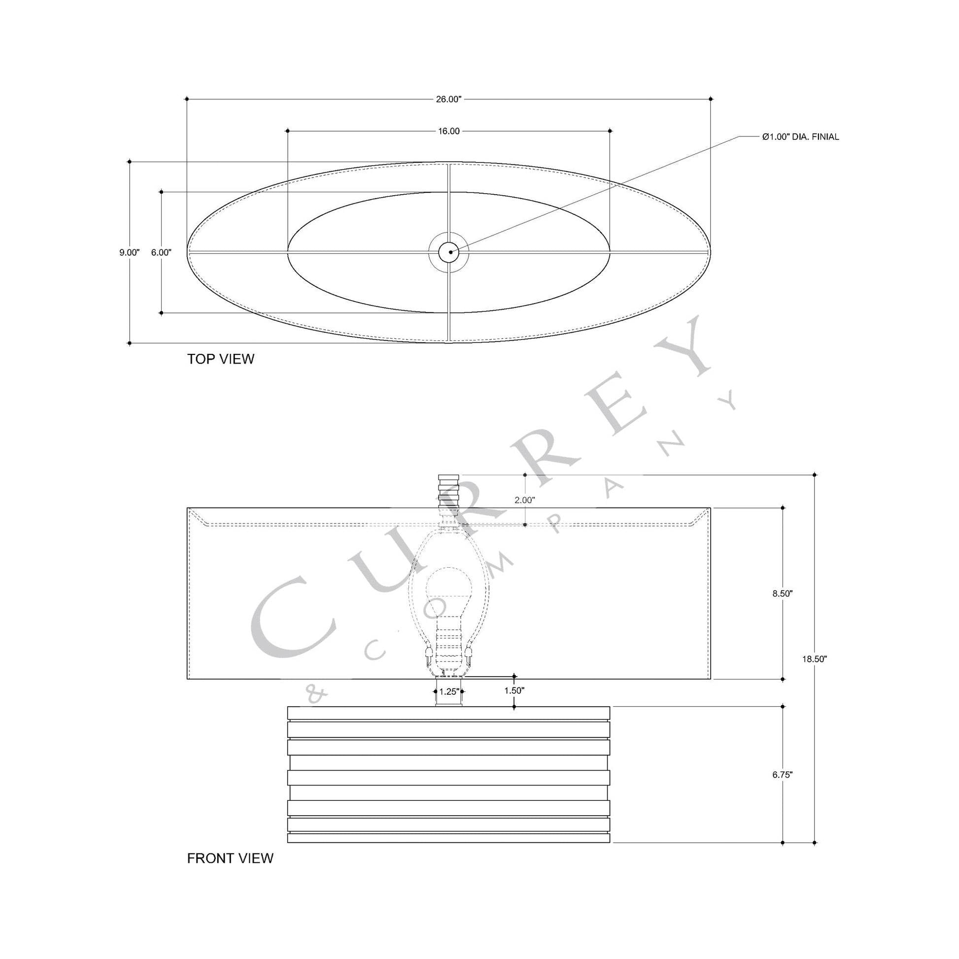 Innkeeper Oval Table Lamp - line drawing.