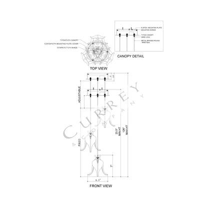 Iota Multi Pendant Light - line drawing.