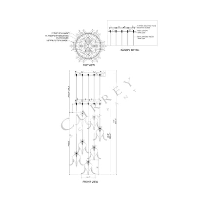 Iota Multi Pendant Light - line drawing.
