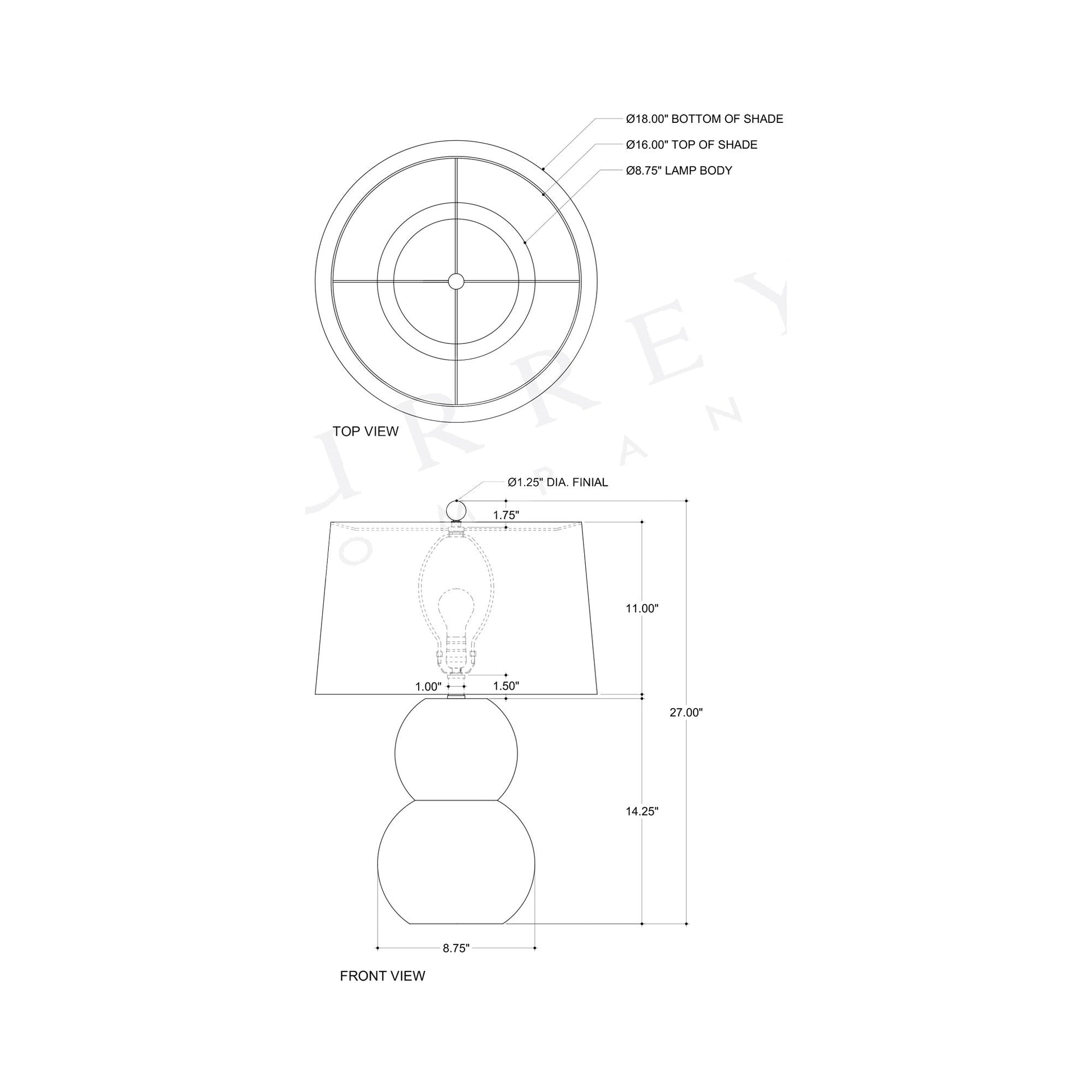 Jessamine Table Lamp - line drawing.