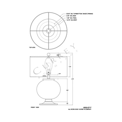 Jocasta Table Lamp - line drawing.