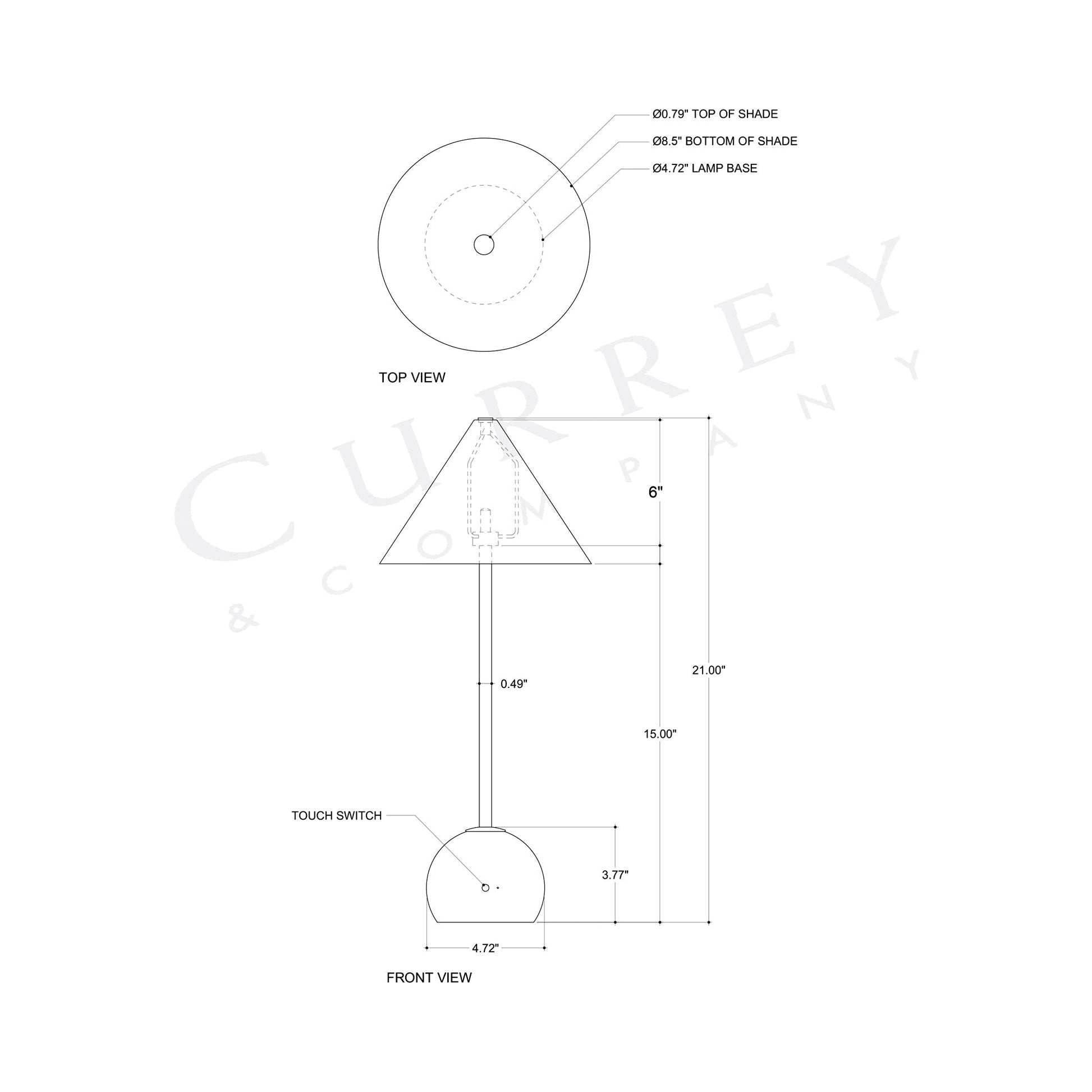 Journey Table Lamp - line drawing.