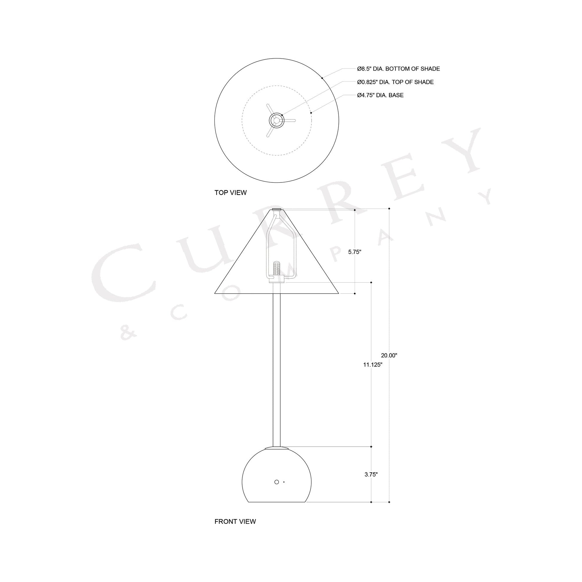 Journey Table Lamp - line drawing.