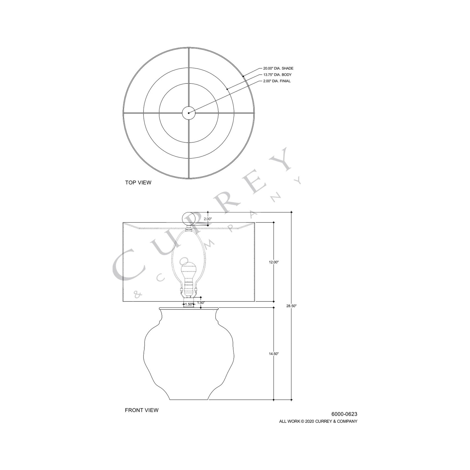 Kalossi Table Lamp - line drawing.