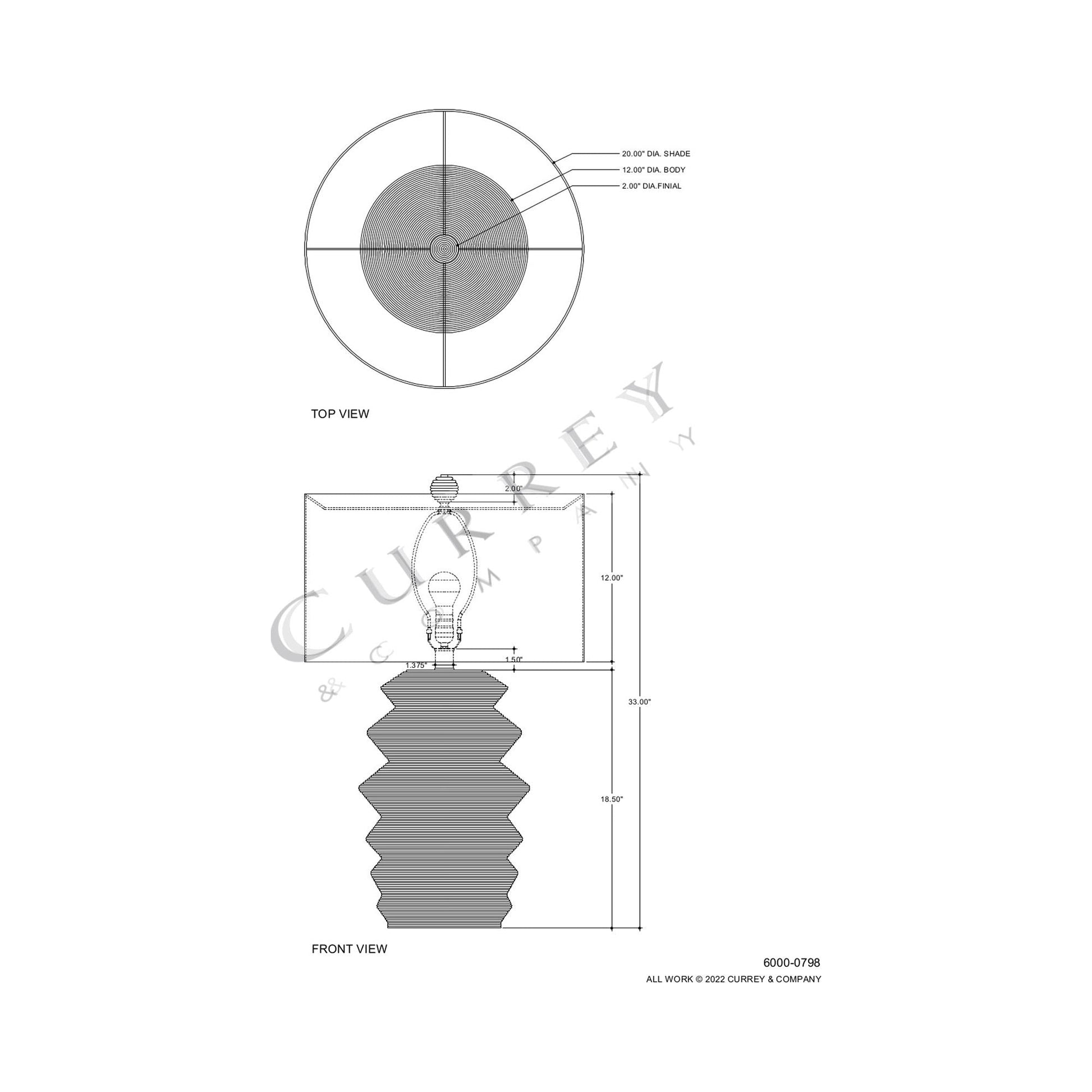 Kavala Table Lamp - line drawing.