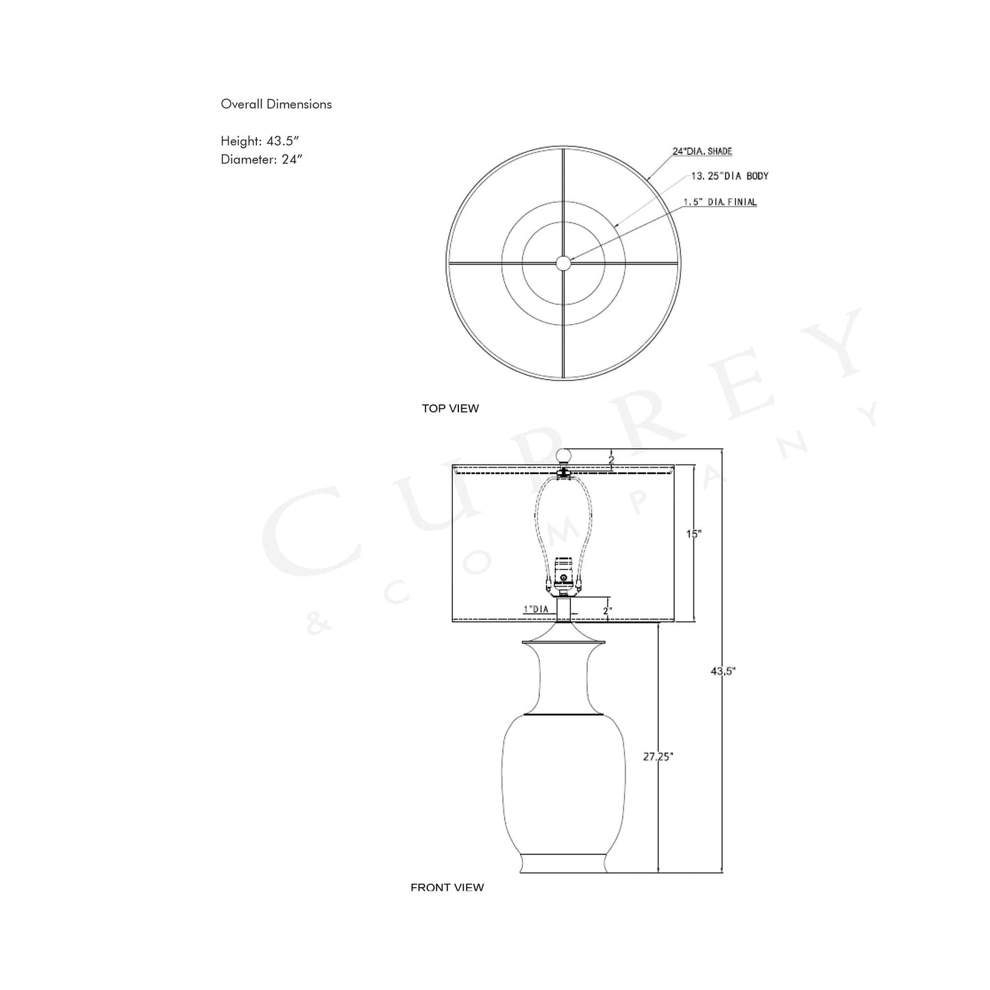 Kora Table Lamp - line drawing.