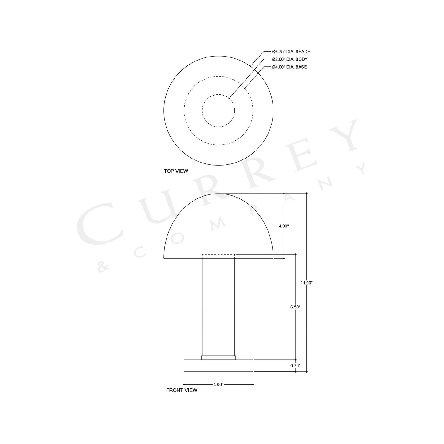 La Gravite Table Lamp - line drawing.