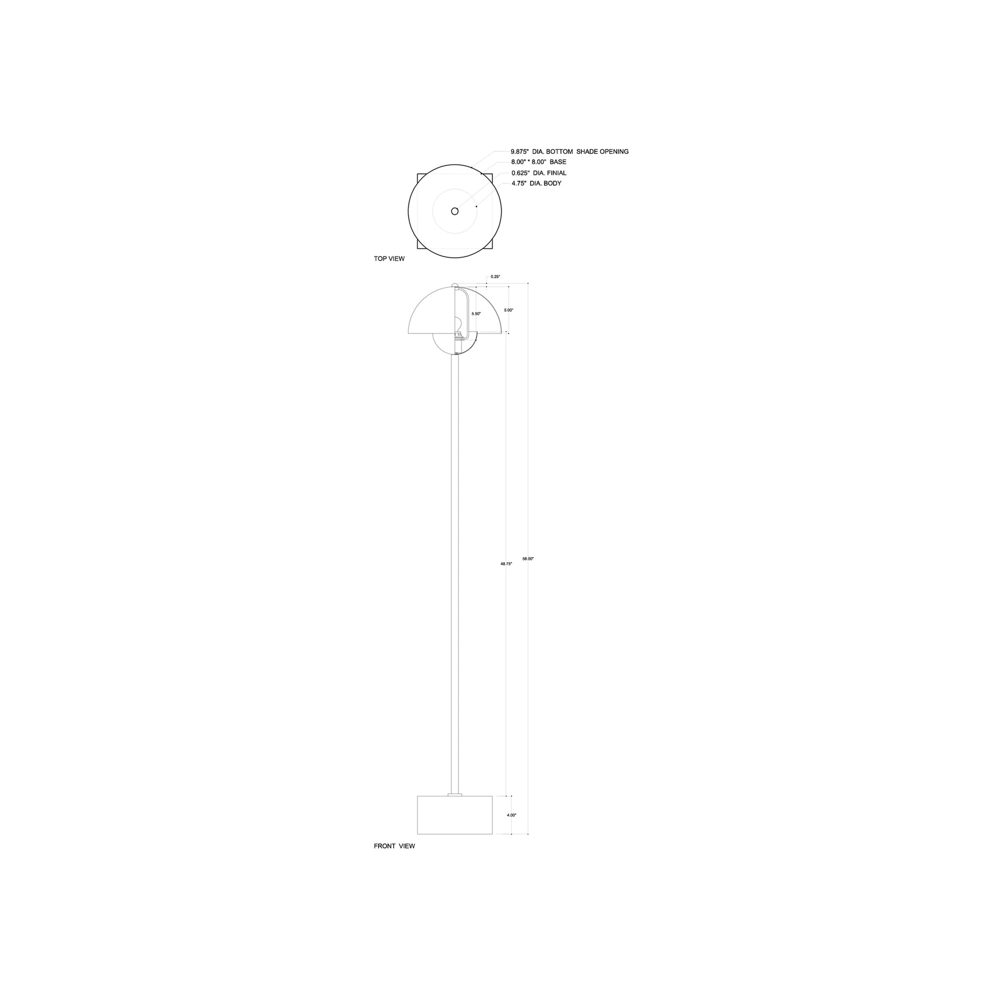 La Rue Floor Lamp - line drawing.
