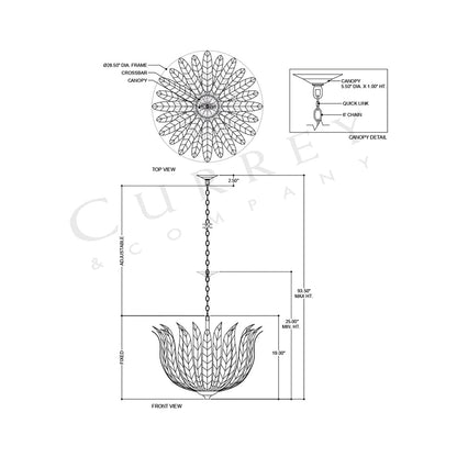 Lamina Bowl Chandelier - line drawing.