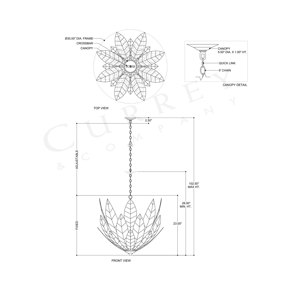 Lamina Chandelier - line drawing.