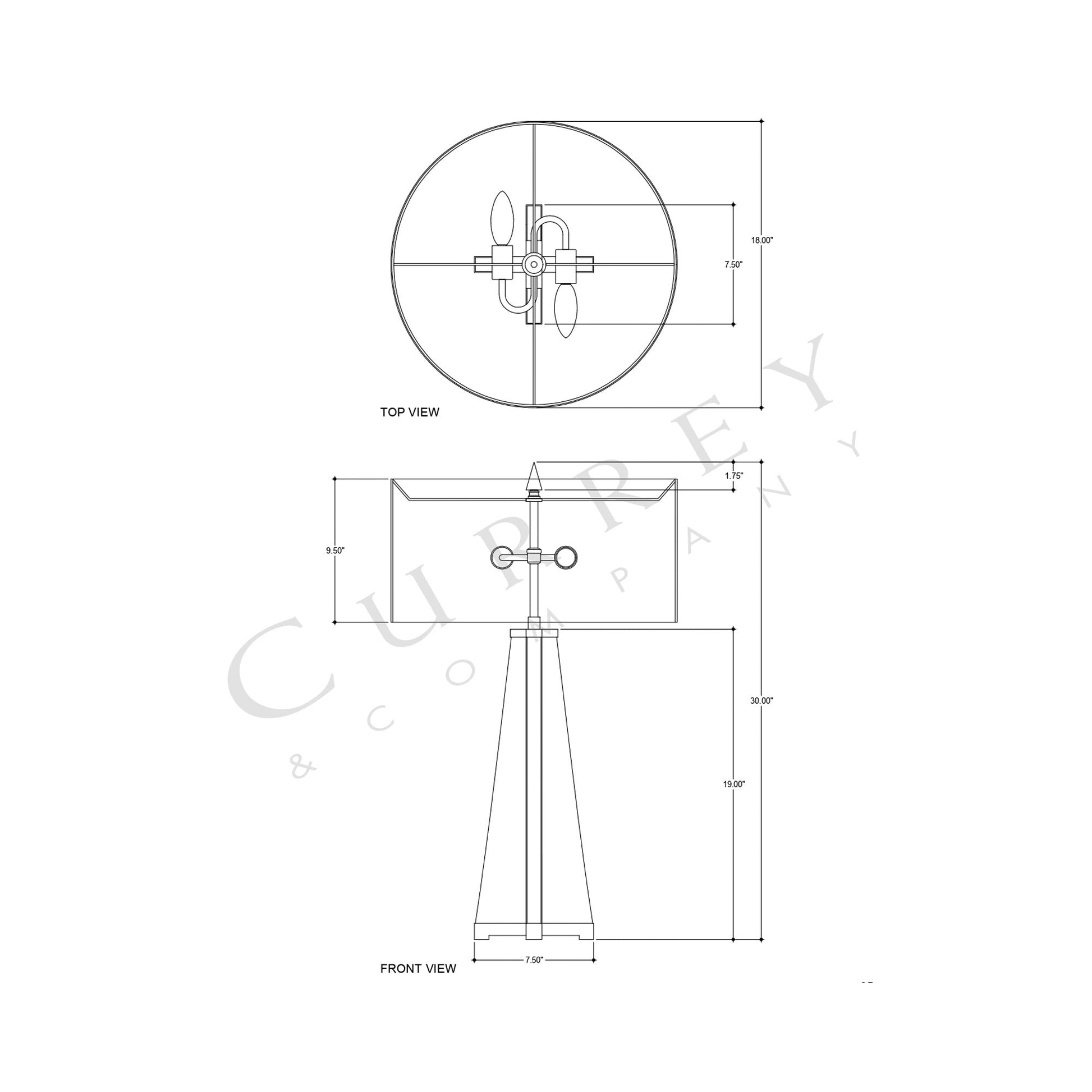 Lamont Table Lamp - line drawing.