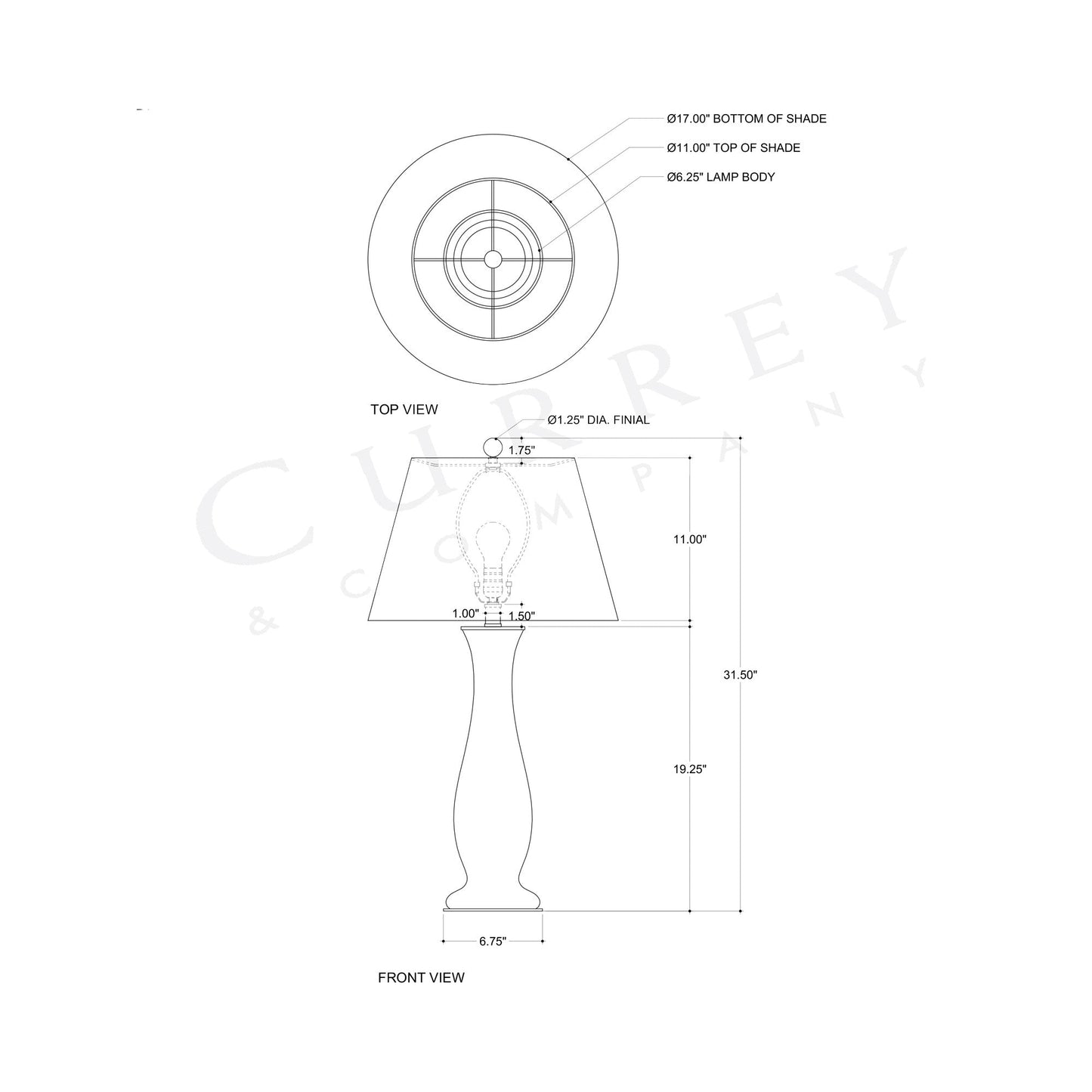 Lapis Table Lamp - line drawing.