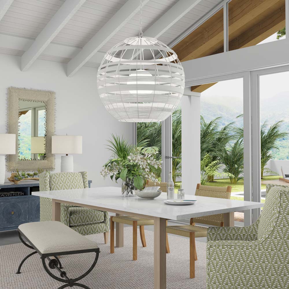 Lapsley Orb Chandelier in dining room.