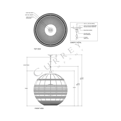 Lapsley Orb Chandelier - line drawing.