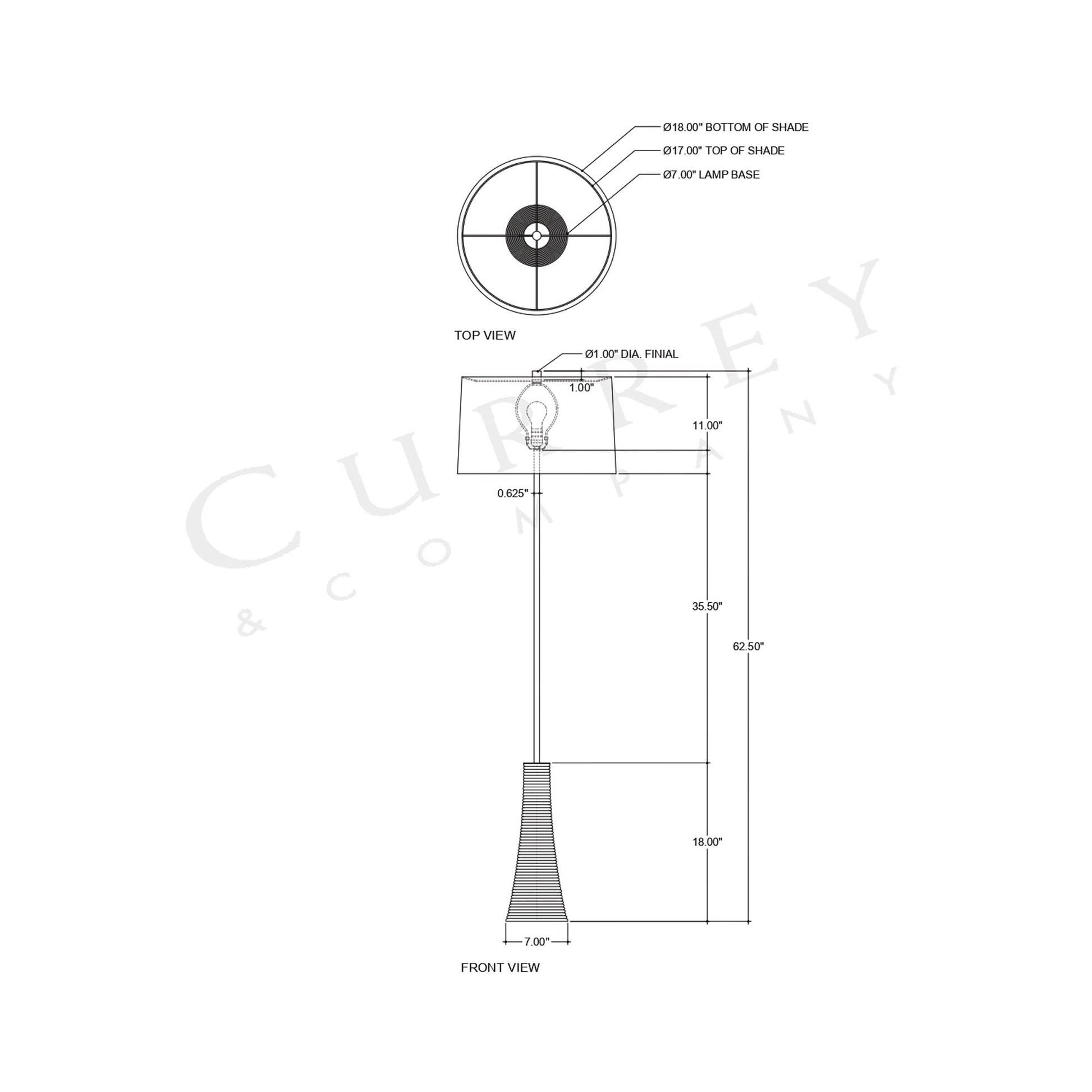 Lathe Floor Lamp - line drawing.