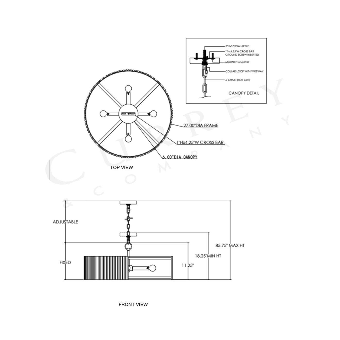 Lavenham Pendant Light - line drawing.