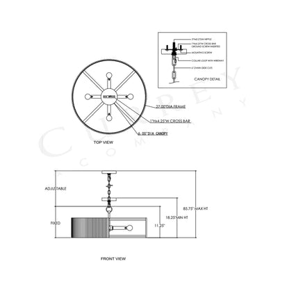 Lavenham Pendant Light - line drawing.