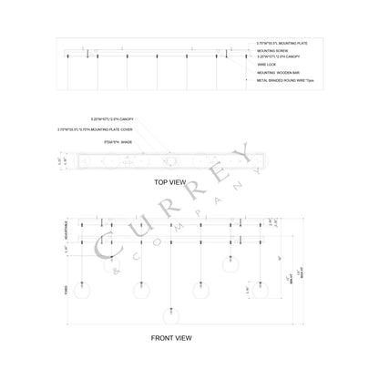 Lazio Linear Pendant Light - line drawing.