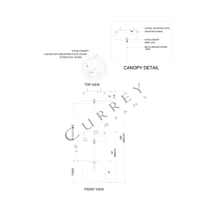 Lazio Pendant Light - line drawing.