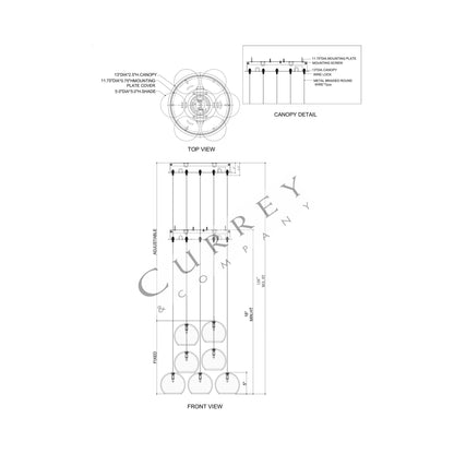 Lazio Round Pendant Light - line drawing.
