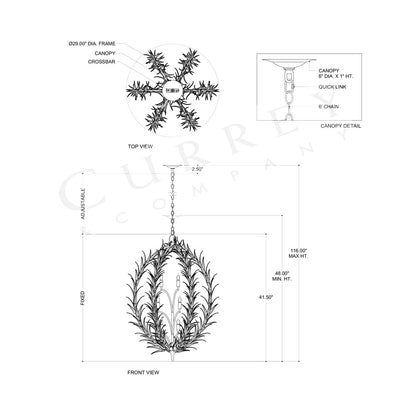 Leda Chandelier - line drawing.