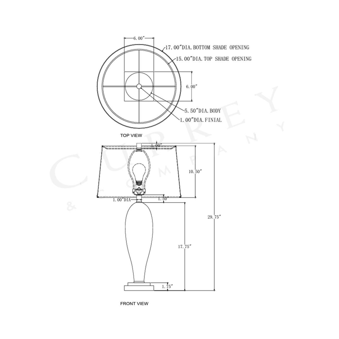 Lignum Table Lamp - line drawing.