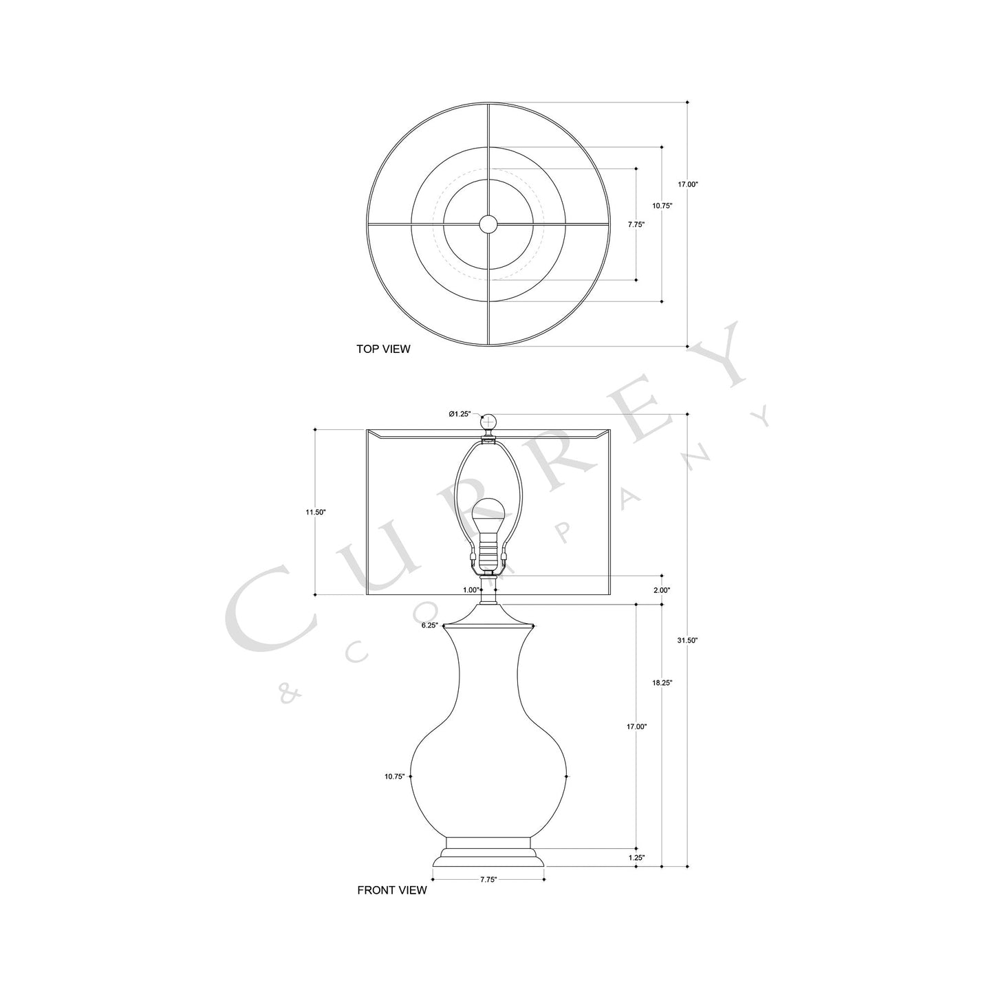 Lilou Table Lamp in - line drawing.