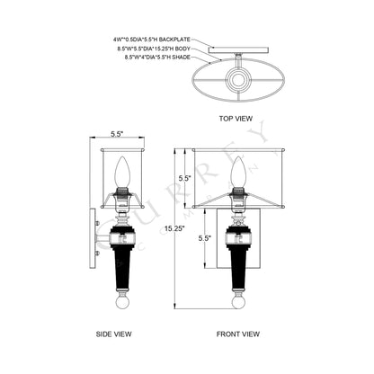 Lindau Bath Wall Light - line drawing.