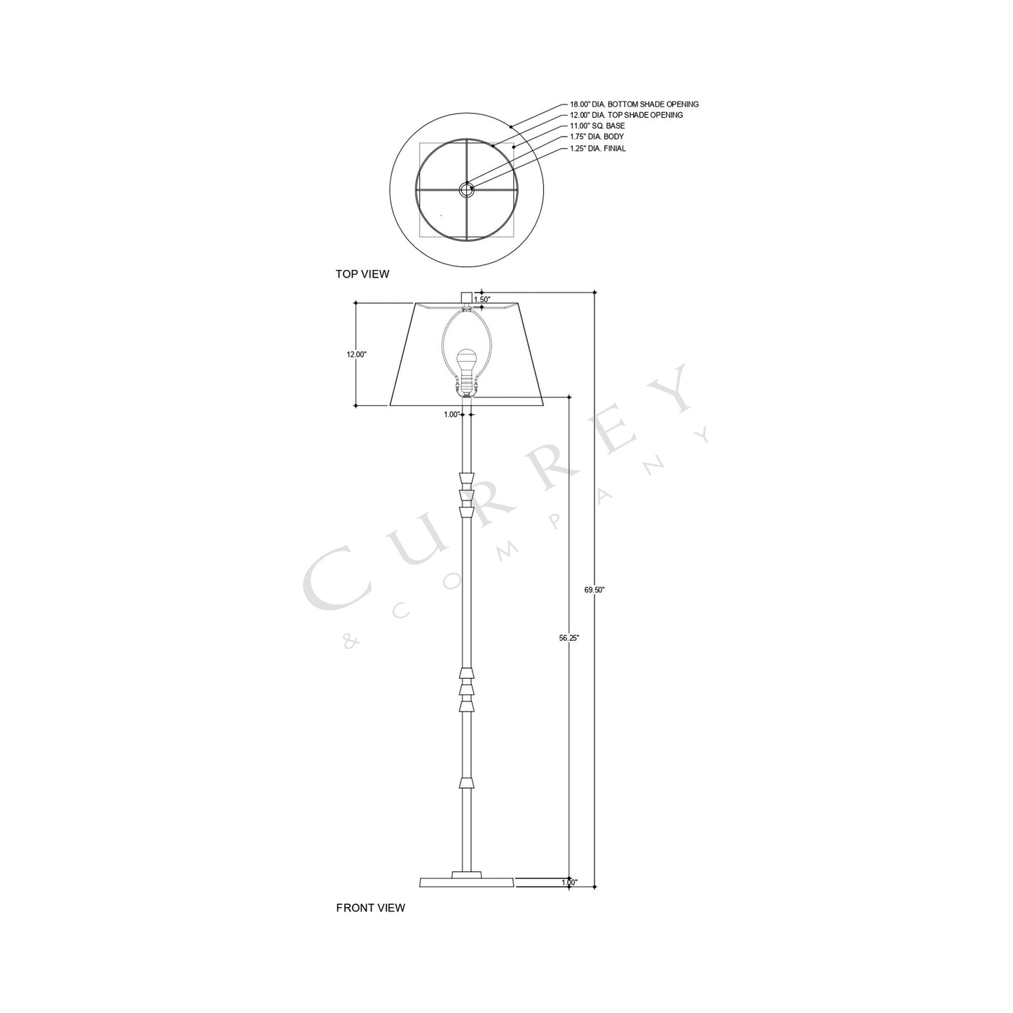 Lohn Floor Lamp - line drawing.