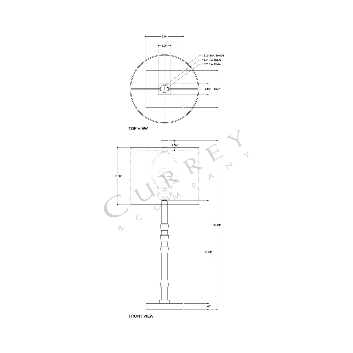 Lohn Table Lamp - line drawing.